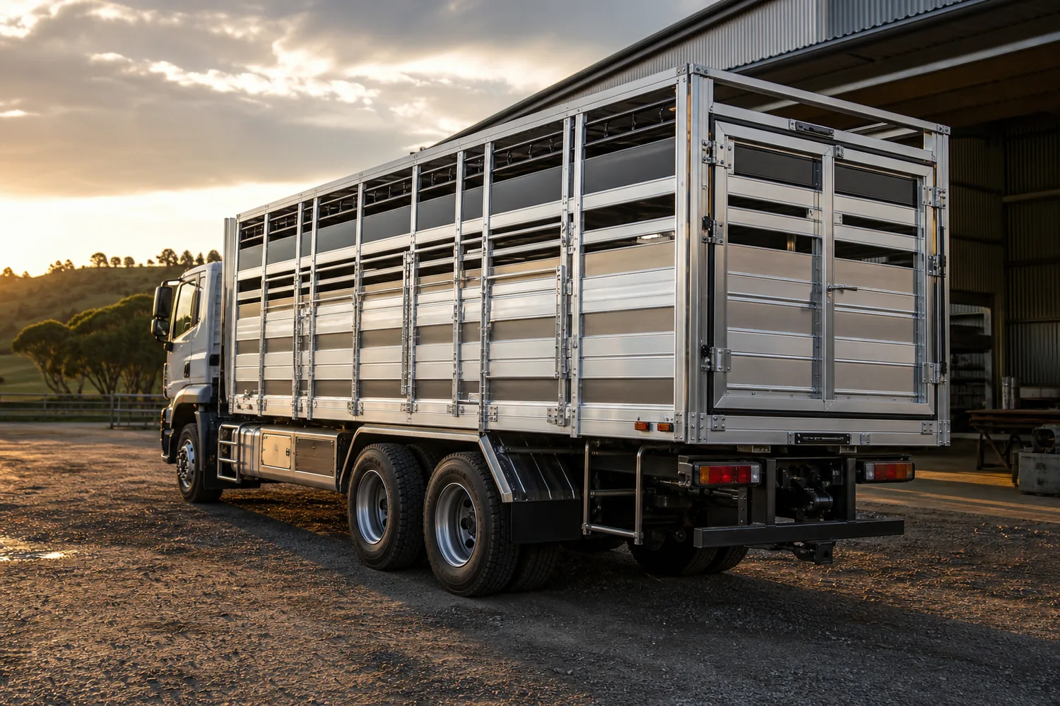 Aluminium livestock stock crate built to suit the truck chassis by Specialised Stainless