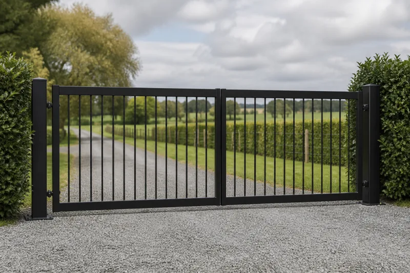 Custom galvanised steel double driveway gate