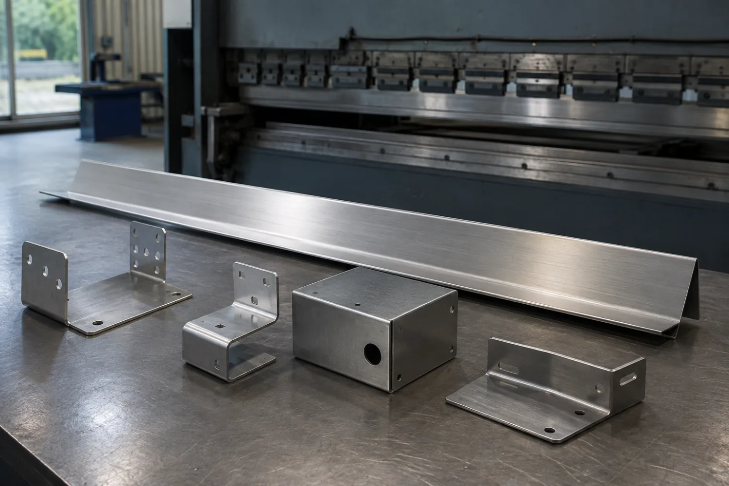 Custom folded stainless steel brackets and an enclosure made on the press brake at Specialised Stainless